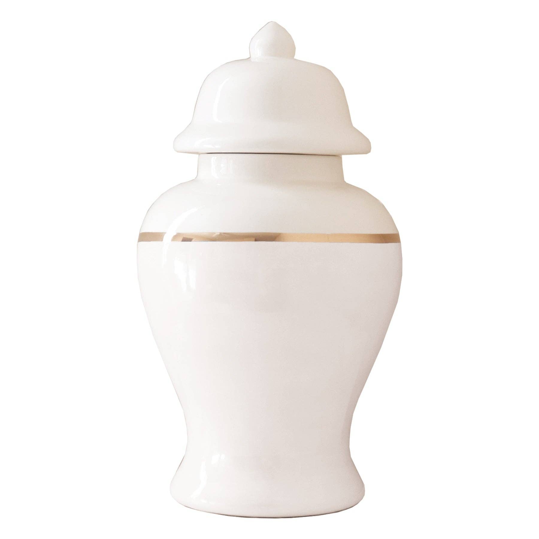 Lo Home | Ruby Clay - Wholesale Decorative Jar - White Color Block Ginger Jar with Gold Accent2