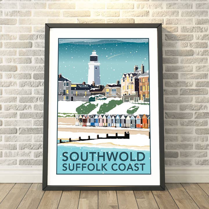 Southwold, Suffolk Winter Print, Tea Towel, Cards & Gifts for wholesale by Tabitha Mary