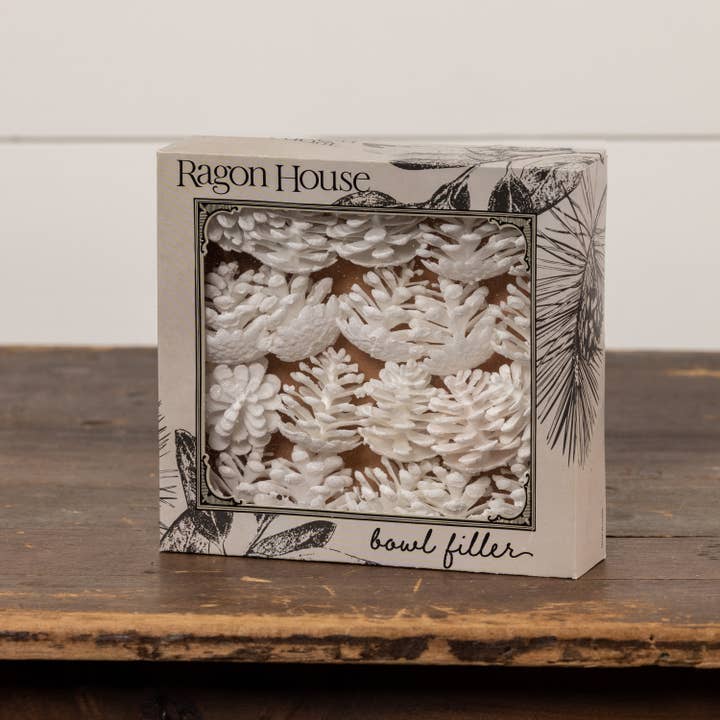 Ragon House - Wholesale Christmas Decoration - SET/ 20 WHITE GLITTERED PINECONES