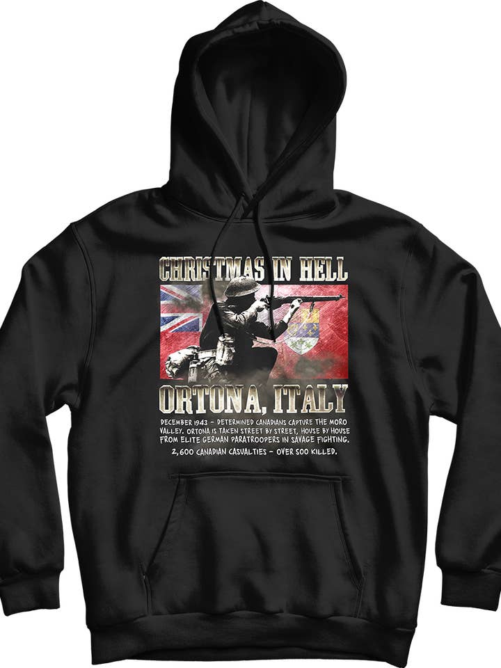 Historical Christmas in Hell - Ortona - World War 2 Memorial Hoodie for wholesale by Canada for Victory