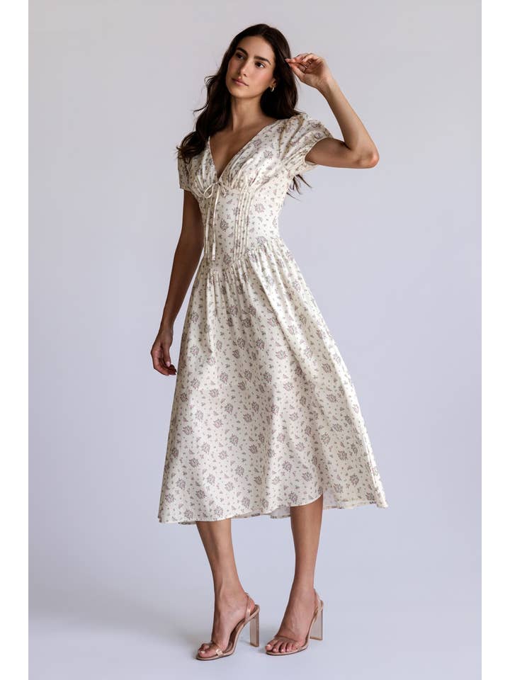 JD7949 - FLORAL FIT AND FLARE MIDI DRESS for wholesale on Faire5