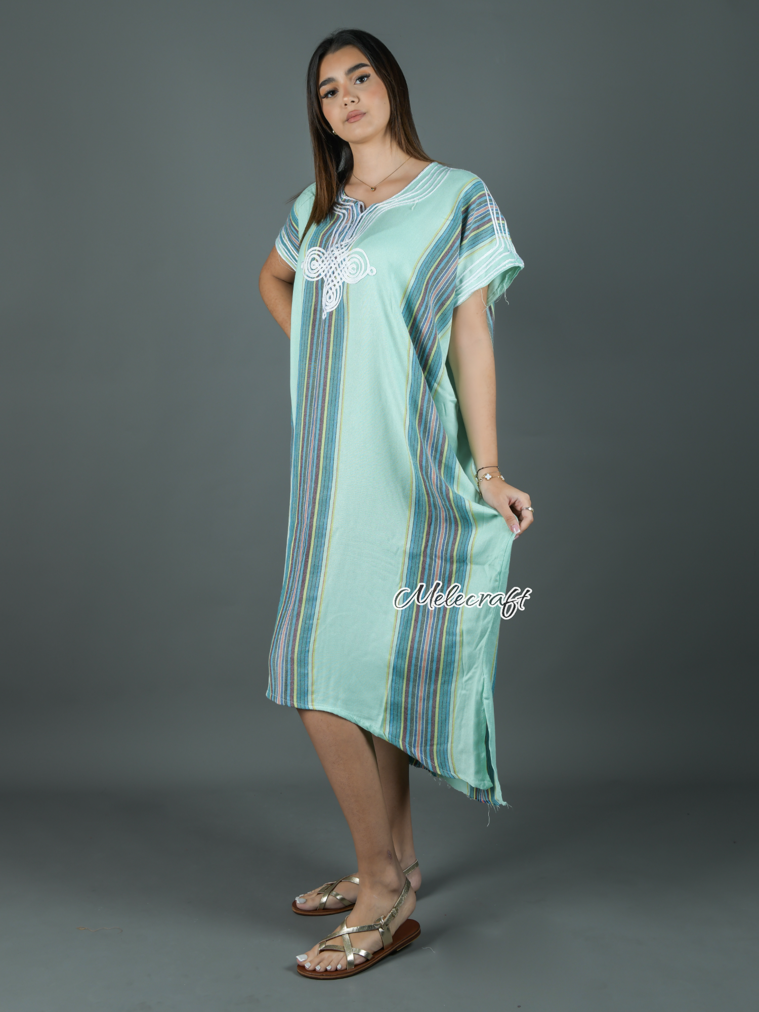 Melecraft - Wholesale Kaftan - Women's - Moroccan Striped Kaftan Dress for Women - Handmade Gandoura6