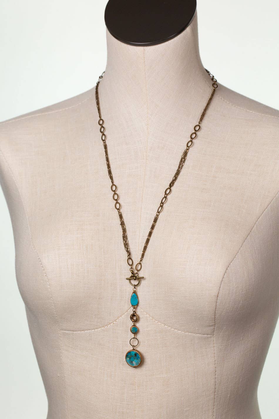 Anne Vaughan Designs Jewelry - Venta al por mayor Collares con colgantes/abalorios - Collar de declaración de espiguilla turquesa de 27" Transcend.1