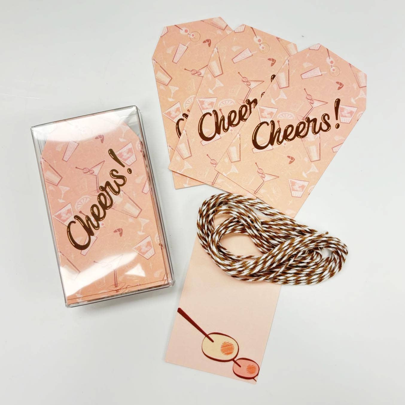 Mod Lounge Paper Company - Vente Étiquette cadeau - Ensemble de 10 étiquettes cadeaux Martini Cheers Mid Century Cocktails1