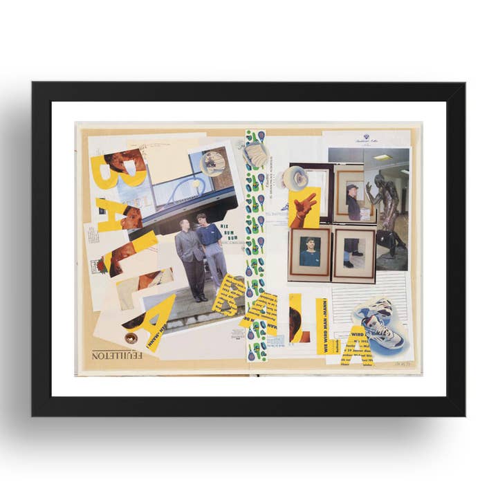 Martin Kippenberger : Balla Balla, œuvre d'art moderniste, reproduction d'affiche au format A3 dans un cadre noir de 17x13 pouces pour la vente par PERIOD PRINTS