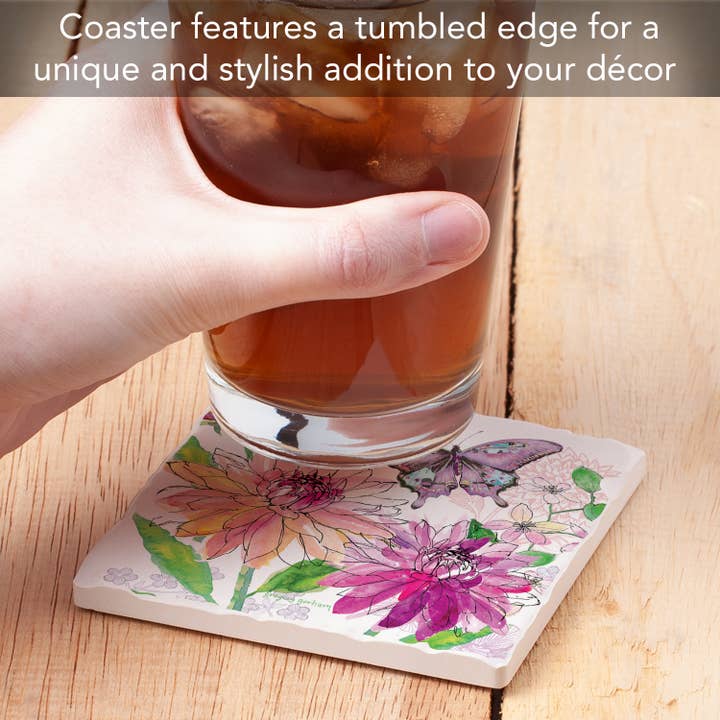 Conimar Promotions - Wholesale Coasters - Floral Essence Motif #6 Single Tumbled Tile Coaster 5