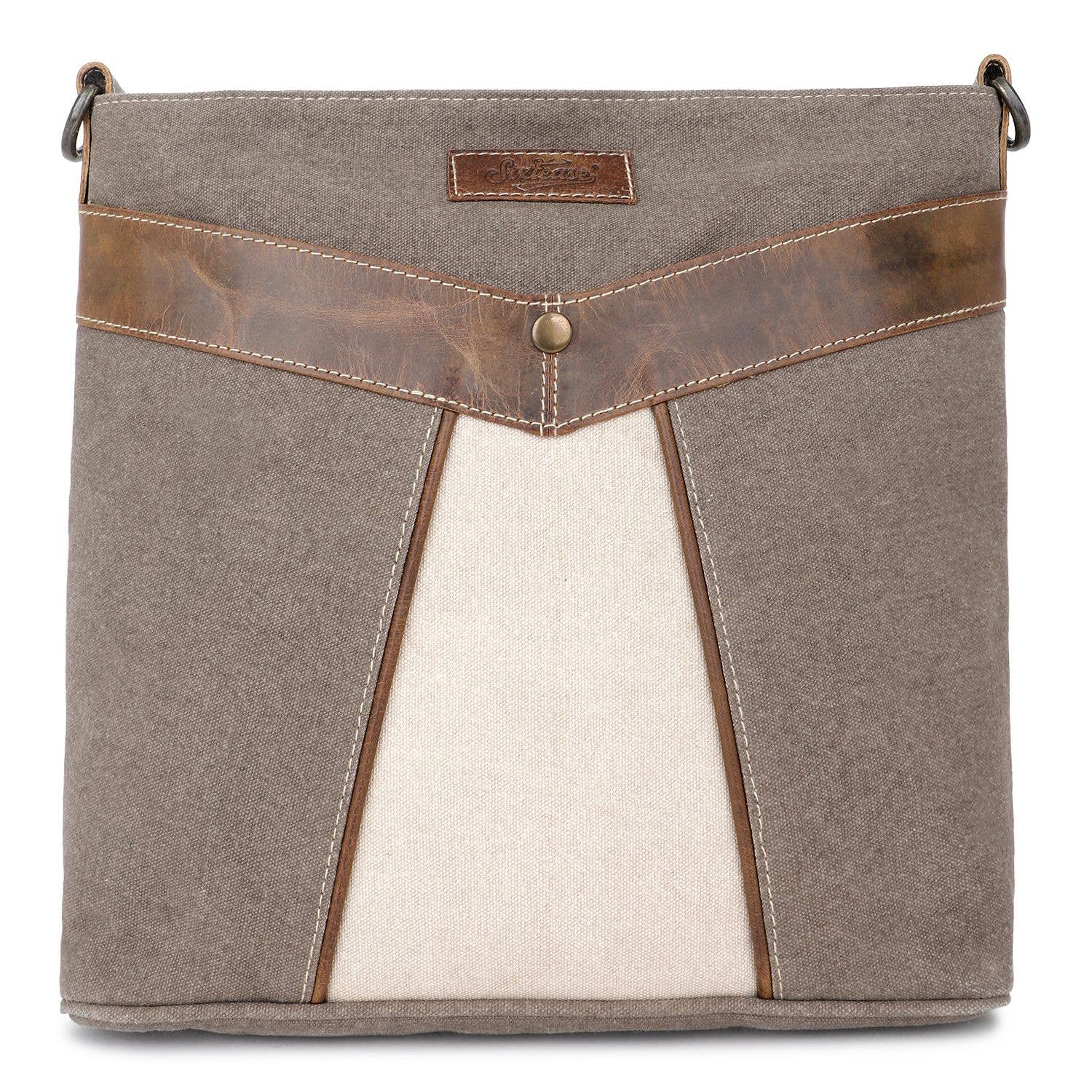Sixtease Bags USA - Vendita all'ingrosso Borsa a tracolla - Donna - Tracolla da donna in tela e pelle - Isabelline/Taupe Grey4