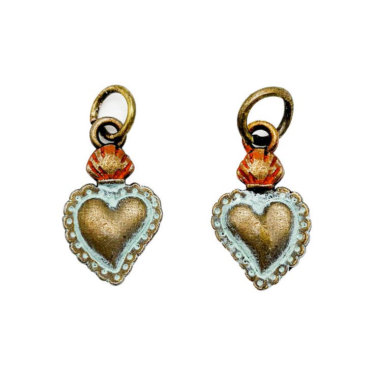 Gleeful Peacock - Wholesale Individual Charm/Pendant - Flaming Heart Charm (available with bracelet or necklace)