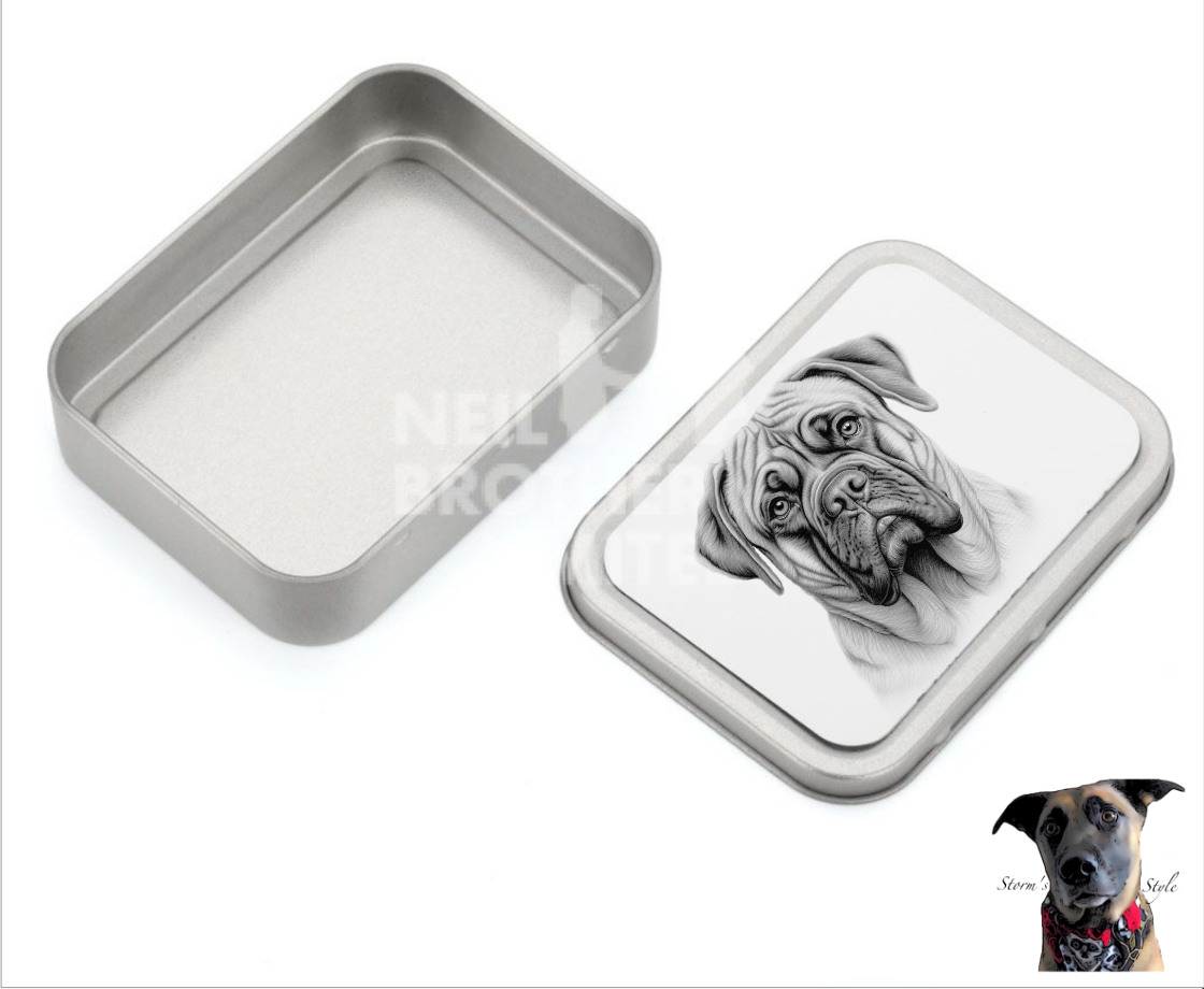 Storms Style - Vente Bocal à friandises – chien - Boîte à friandises en métal pour petit chien noir et gris - de nombreuses races9