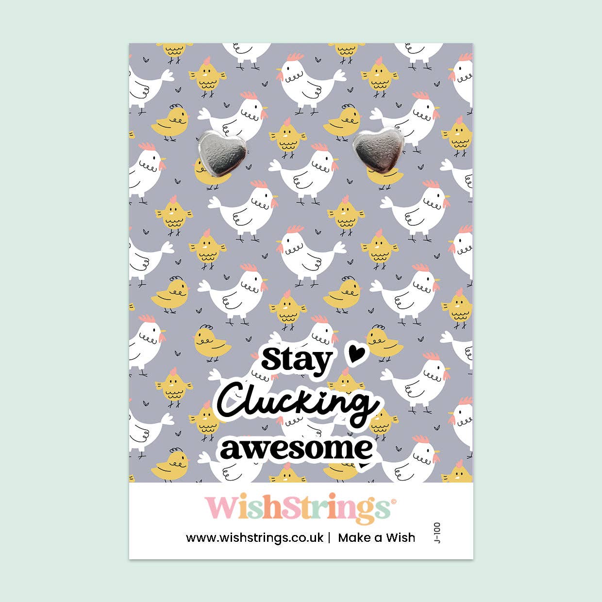 WishStrings - Wholesale Stud/Post Earrings - Stay Clucking Awesome - Heart Stud Earrings | J1000