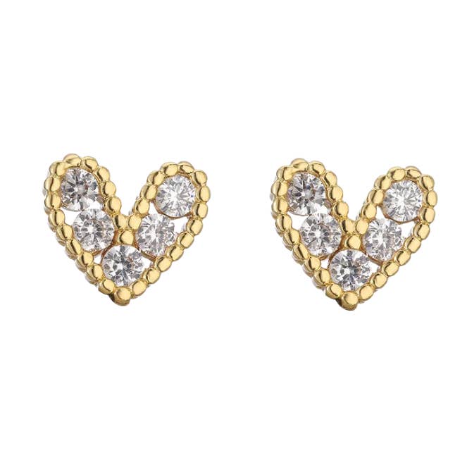 Diamant hjerte studs hvid for engroshandel hos Rosies