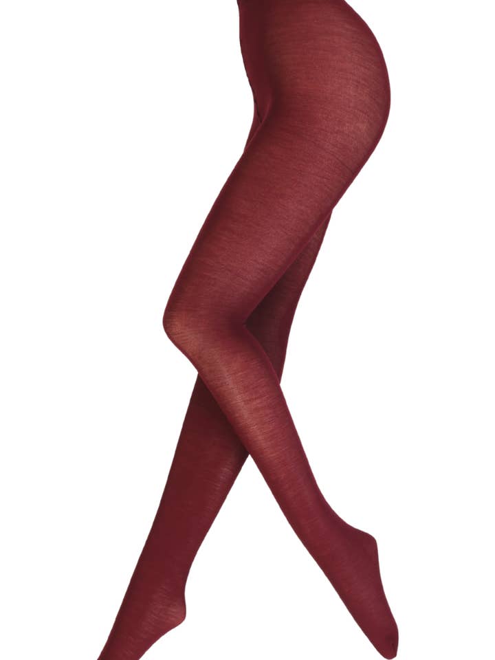 Collants en laine mérinos bordeaux LENORE pour la vente par Sokisahtel I BestSockDrawer