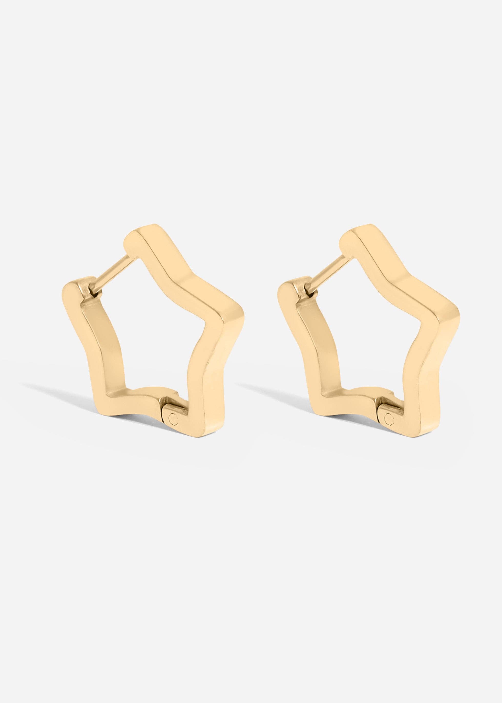 WJW - Vendita all'ingrosso Orecchini a cerchietto - Orecchini Star Huggie in acciaio inossidabile PVD oro 18 carati/ERJ00093