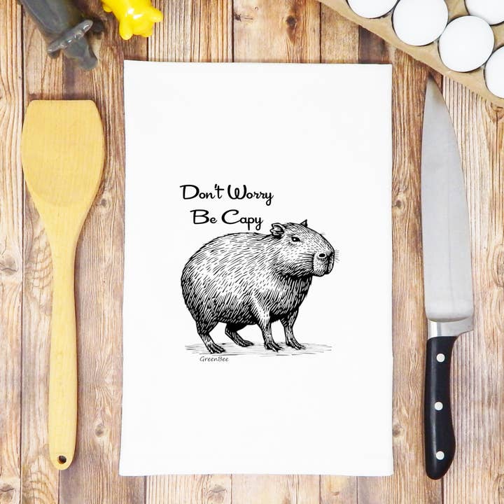 Green Bee Tea Towels - Wholesale Tea Towel - Capybara Dish Towel | Tea Towels | Rustic Kitchen Tea Towels