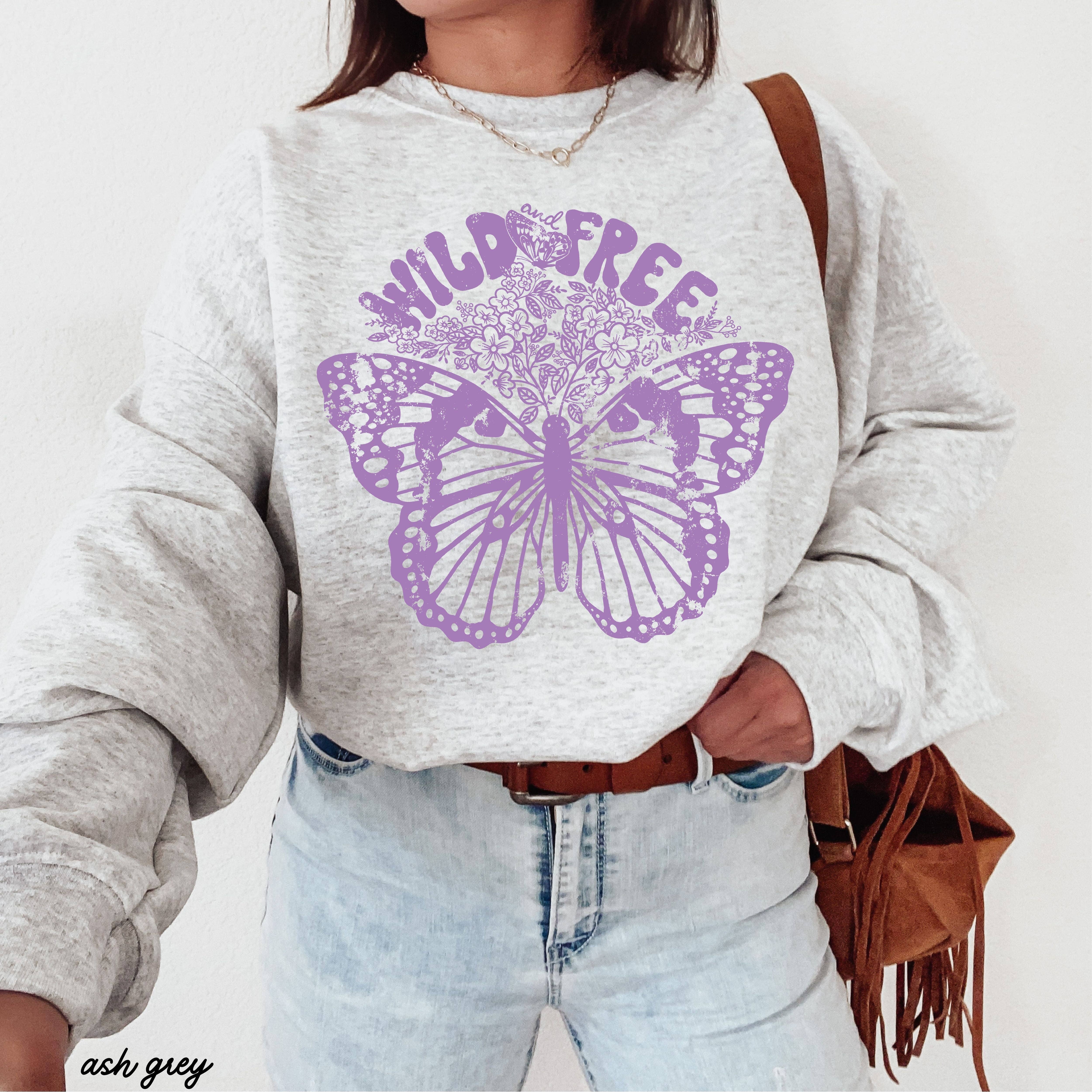 Chloe Vs Tank - Wholesale Graphic Sweatshirt - Unisex - Wild and Free Butterfly Sweatshirt *5 Colors (S-3X)1
