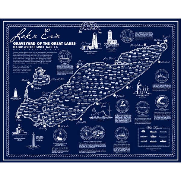 Lake Superior Magazine/Lake Superior Publishing - Wholesale Map - Lake Erie Shipwreck Map (poster)