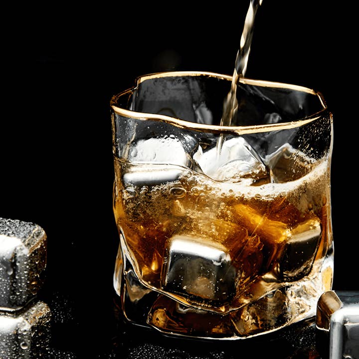 TsukiGlass - Wholesale Cocktail/Liquor Glass - Set of 4 Gold Hoshi Japanese Crystal Whisky Glass 11