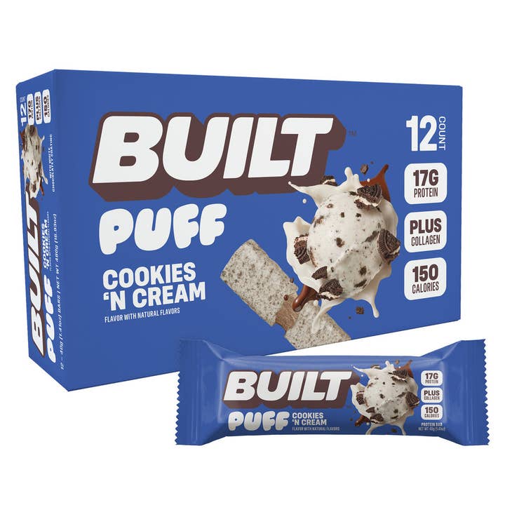 Barre protéinée Built Puff Cookies N Cream Chocolat Blanc 1,3oz 12 unités pour la vente par Shop The King