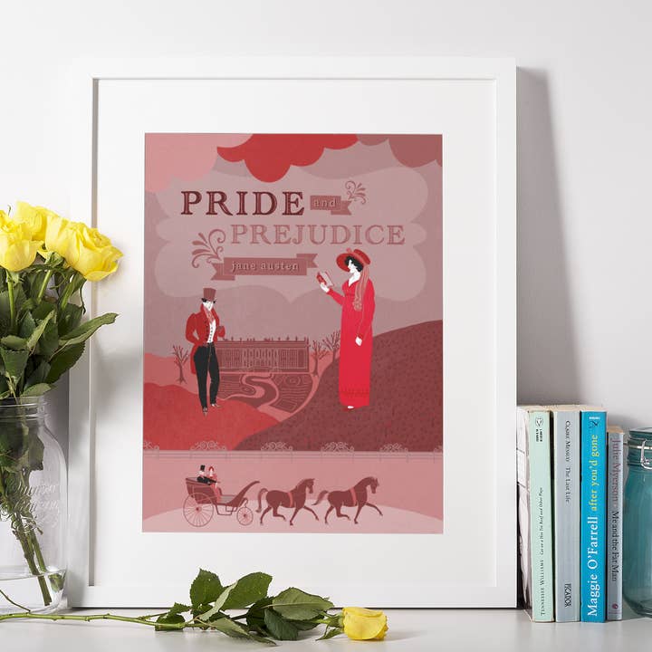 Pride and Prejudice Book Cover A4 Print for wholesale by Laura Crow Illustration