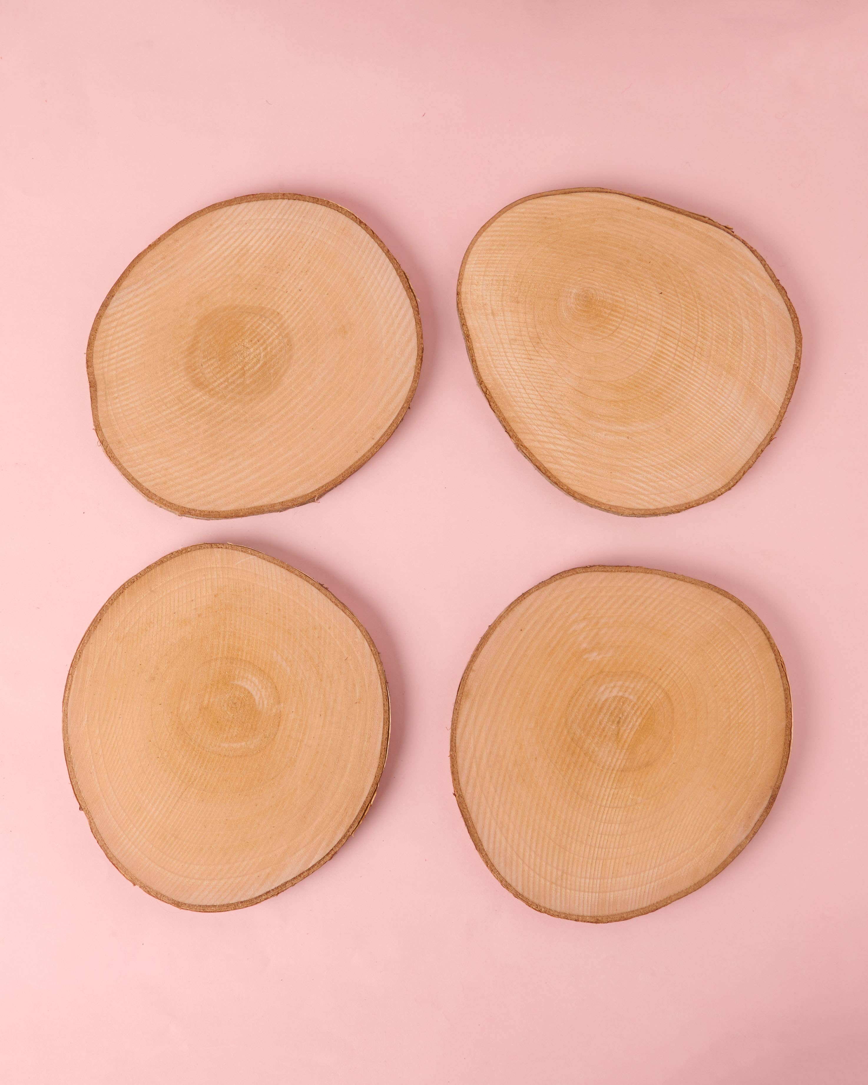 Em And Me Studio – wholesale Coasters – Oversized Wood Coasters, Set of 4 Natural wood slices6