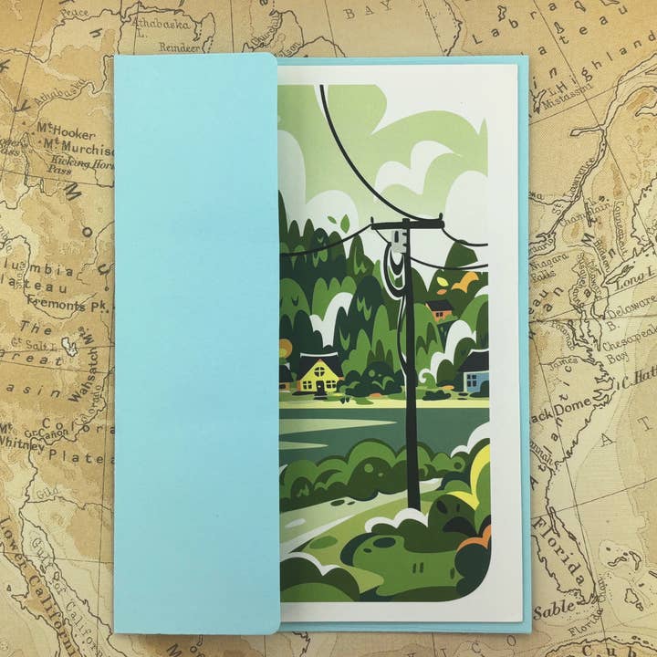 illumerie - Wholesale Travel Card - Bainbridge Island Puget Sound Trees Travel Greeting Card1