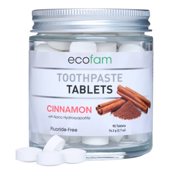 Ecofam Cinnamon Toothpaste Tablets – 90 Count Glass Jar (C for wholesale by Focus Nutrition
