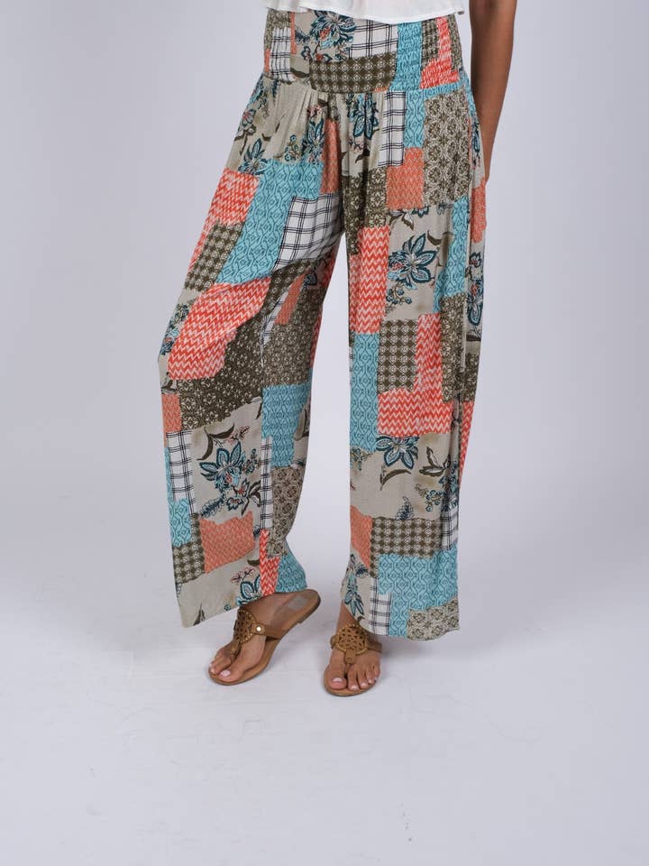 Calças Bohemian Blockprint Bliss por atacado de Sacred Threads