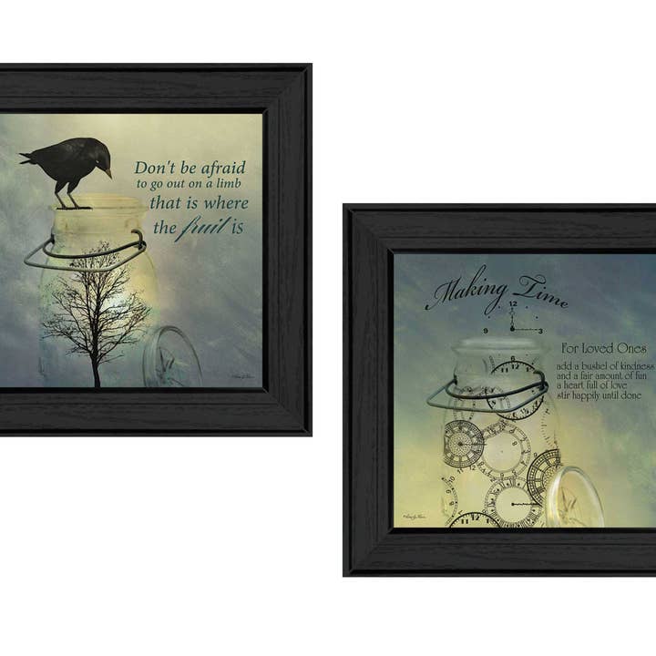 Vignette en 2 pièces « Collection Glass Jars », cadre noir pour la vente par Trendy Decor 4U