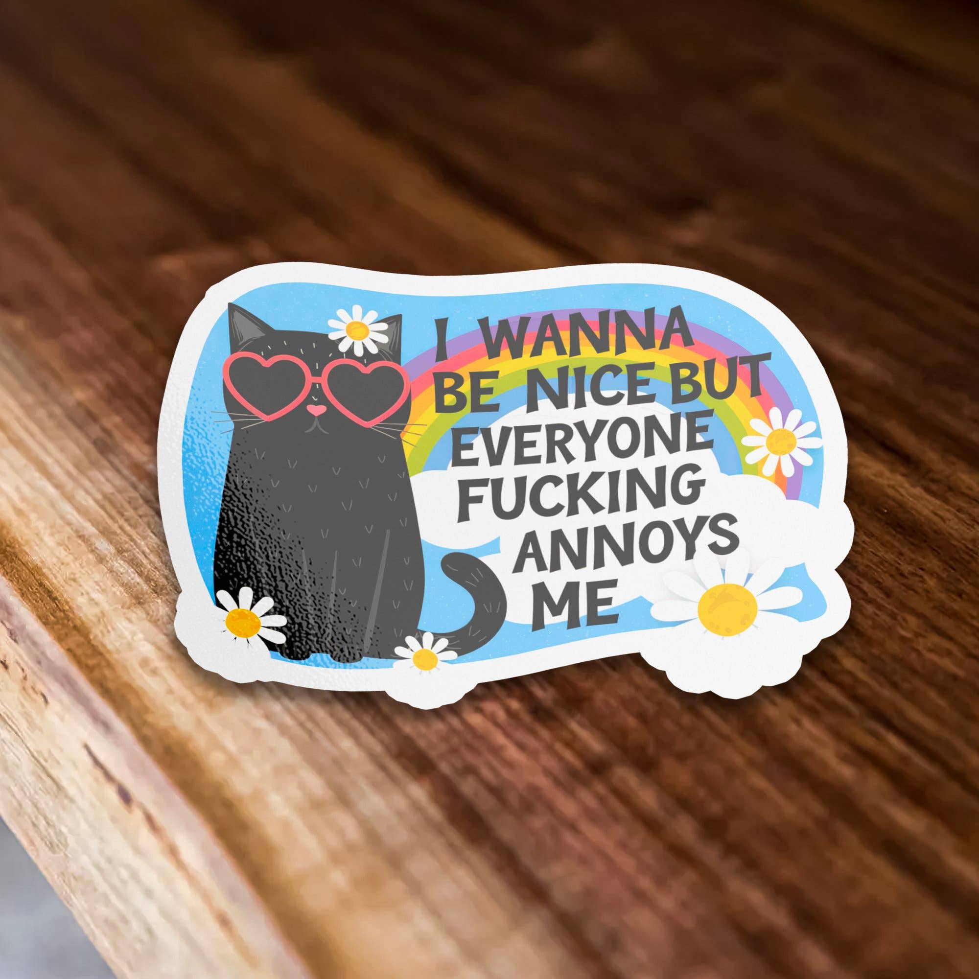 Sticker Bull - Wholesale Sticker - I Wanna Be Nice Funny Cat Waterproof Vinyl Sticker1