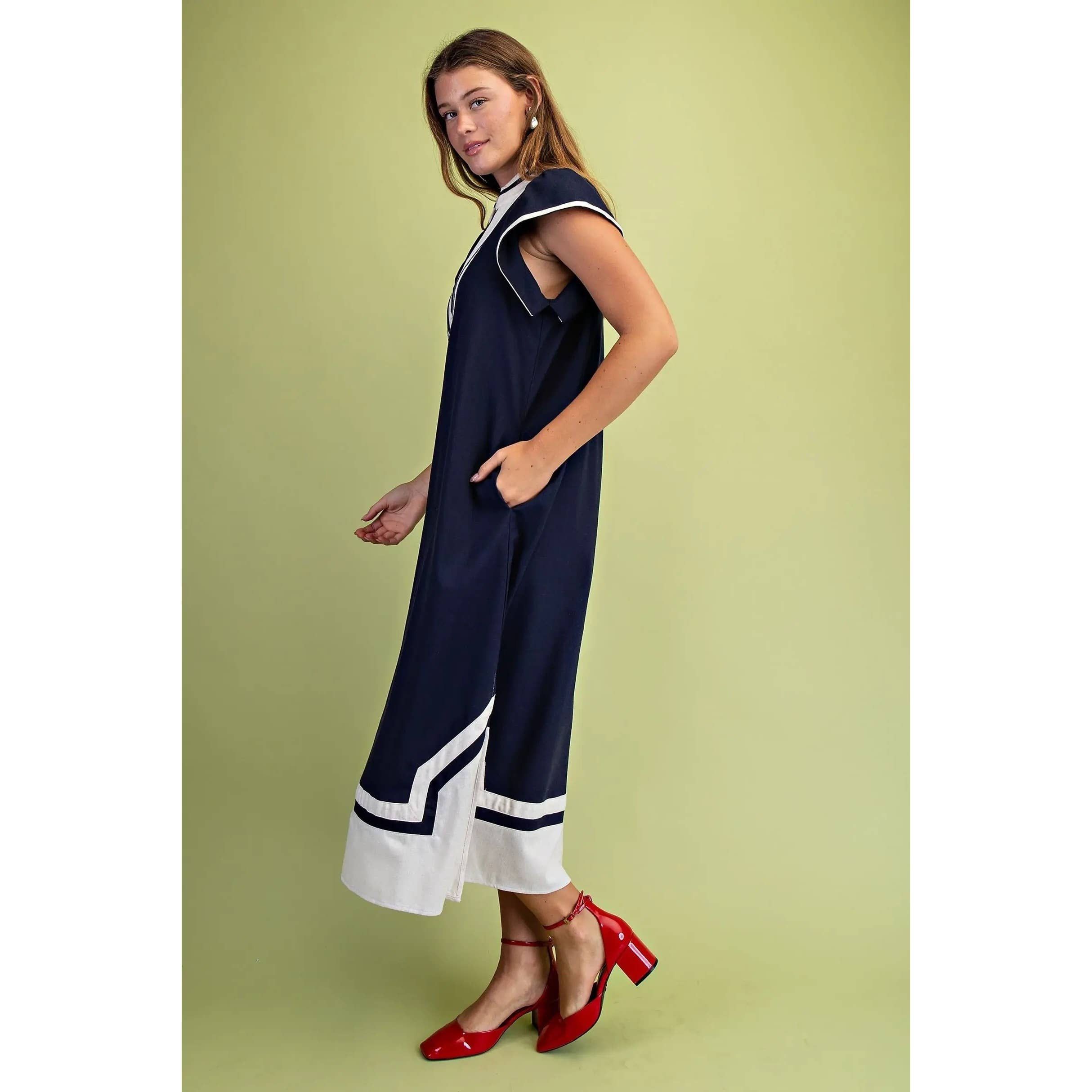 STYLE USA - Wholesale Dress - Women's - NEW V-Neck Midi Dress3