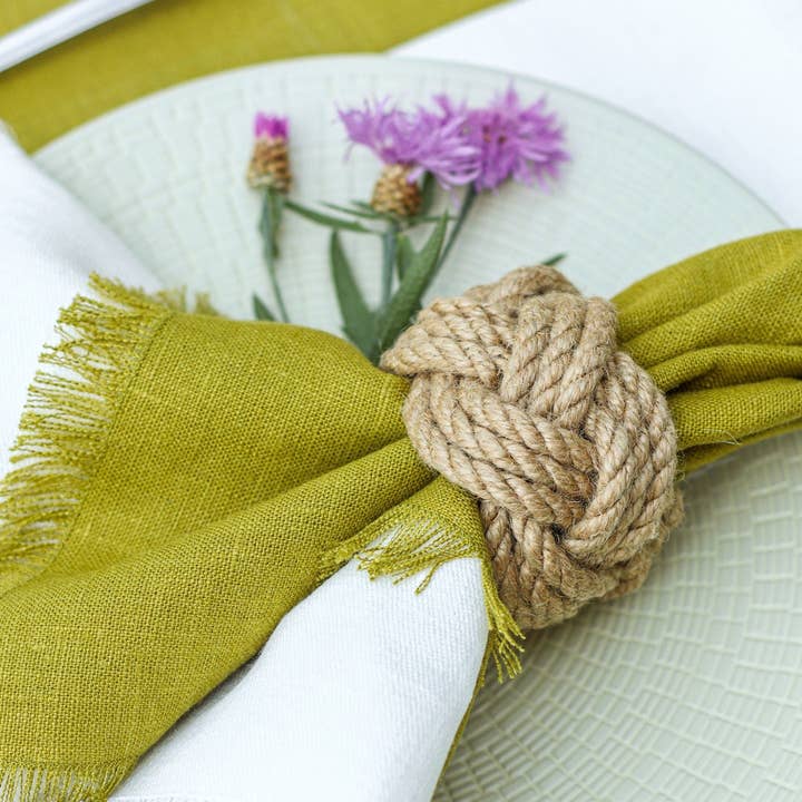 LIEM HOME - Wholesale Napkin Ring - Rustic Nautical Napkin Rings - Turks Head Style Set