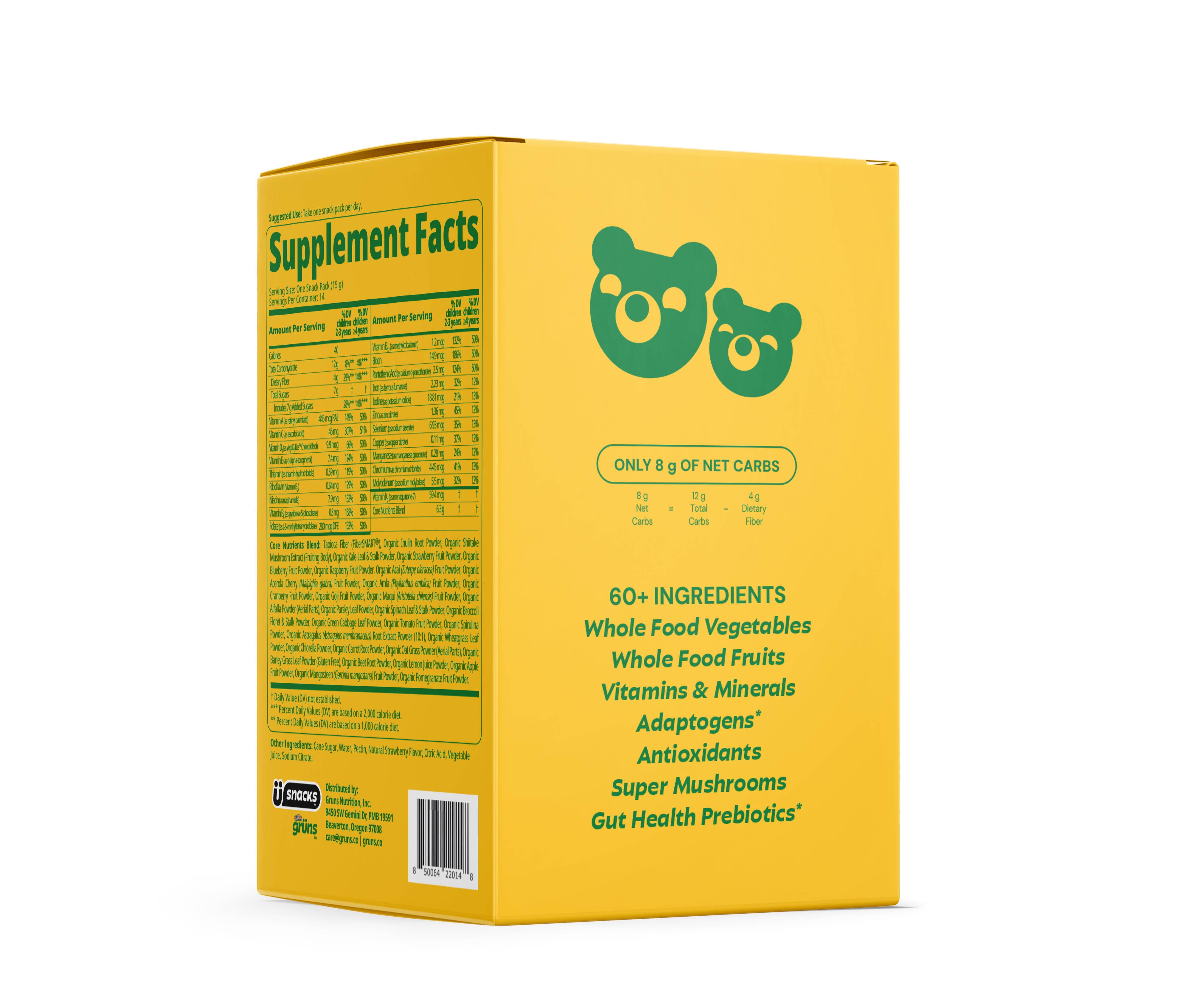 Grüns – Großhandel Nahrungsergänzungsmittel/Vitamin zum Einnehmen – Grüns Kids Zuckerfreie Superfood Greens Gummibärchen, 14 Portionen1