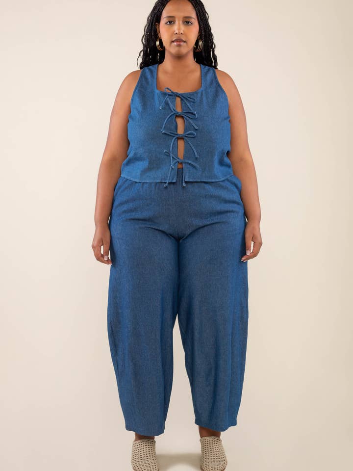 NLT - Wholesale Jeans - Women's - Denim Lantern Pant - Plus Size | High Rise Barrel Jeans