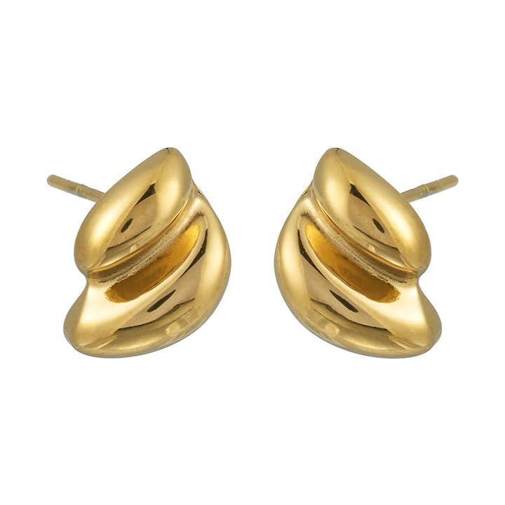 AISLA Gold: Orecchini a Perno Astratti Contemporanei a Forma per la vendita all'ingrosso da parte di HACKNEY NINE