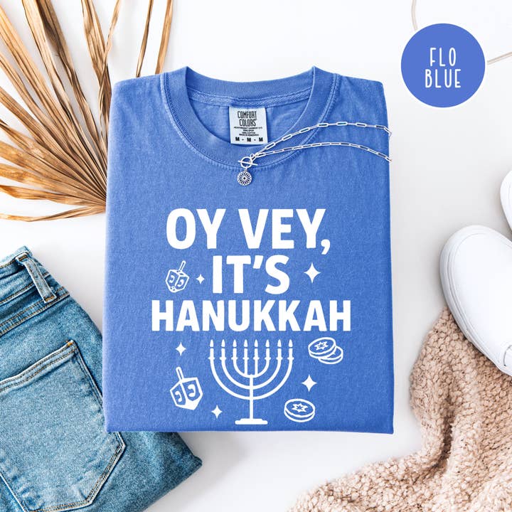 Oy Vey It's Hanukkah Comfort Colors Unisex Tee for wholesale by CindyL Boutique