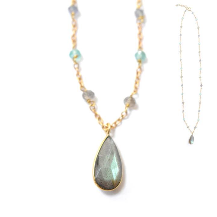 Tear Drop Gemstone Necklace for wholesale by The Didi Jewelry Project