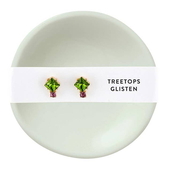 Holiday Stud Earrings & Trinket Tray Sets- Tree Tops Glisten for wholesale by Santa Barbara Design Studio by Creative Brands