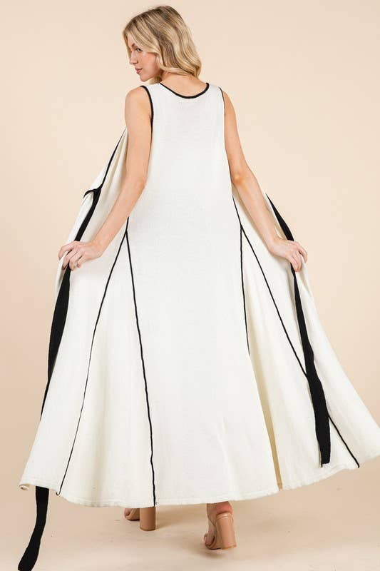 Cream Plus Maxi Front Tie Cardigan Vest OC50716PL for wholesale on Faire7