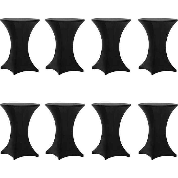pc Black Spandex Cocktail Table Cover 32 Inch Round 8 Pack Set for wholesale on Faire2