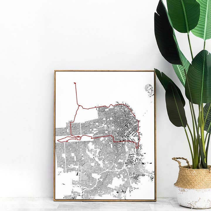 San Francisco Marathon: Detailed Building Map, Premium Print for wholesale by Nativah Chaya
