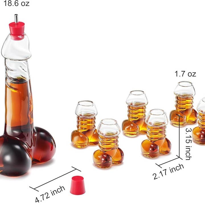 The Wine Savant / Khen Glassware - Wholesale Decanter - Decanter Set with Glasses, Decanter -17oz-, Shot Glasses -3oz -, for Whiskey, Liquor, Tequila, Vodka, Bar Glasses, Cocktail Glasses, Bachelorette Party, Funny Gifts4