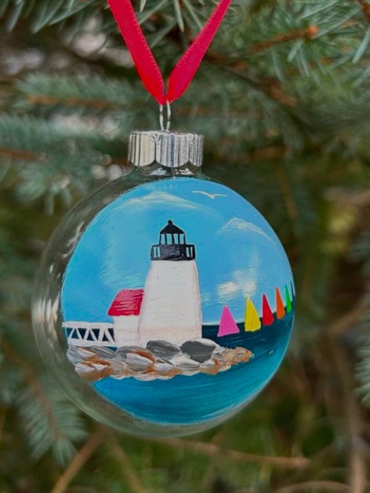 Hand Painted Brant Point Nantucket Fleet for wholesale by OrnamentsbyAmy