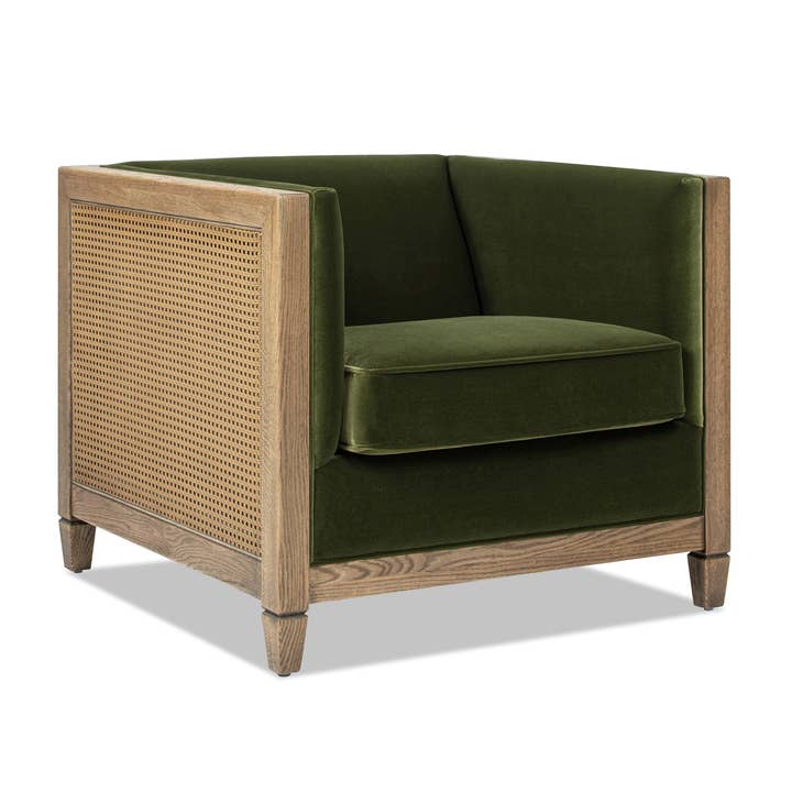 Jennifer Taylor Home - Wholesale Chair - Georgia 34" Cane Rattan Tuxedo Armchair
