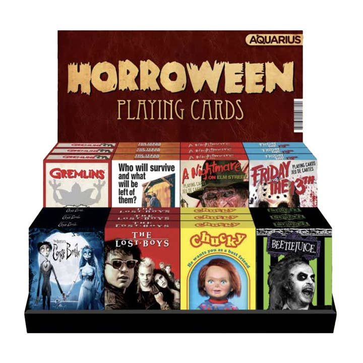 AQUARIUS, GAMAGO, ICUP, & ROCK SAWS by NMR Brands - Wholesale Playing Cards - 24 Playing Cards Pre-pack - Horror (4 Titles x 6)