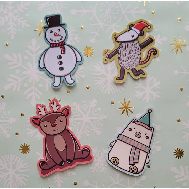 Christmas Holiday Sticker Set for Laptops and Bottles for wholesale by Hawburns Studio