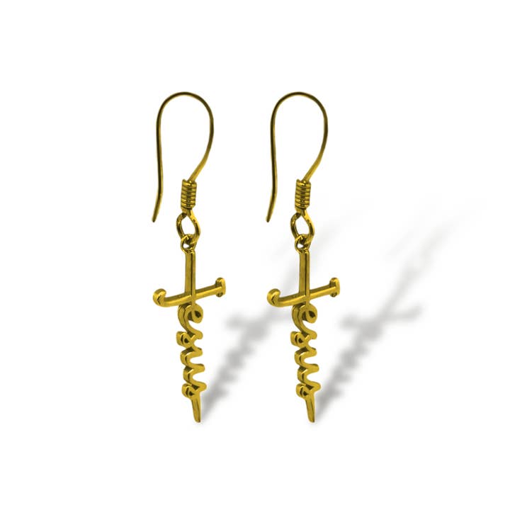 Atlanta Jewelers Supply - Wholesale Dangle Earrings - Sterling Silver "Jesus" Cursive Cross Earrings2