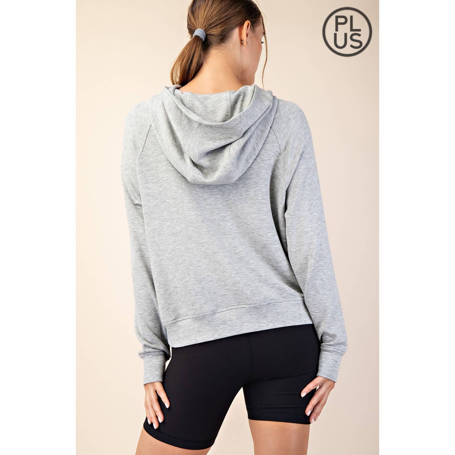 Rae Mode - Vente Veste de sport – femme - VESTE À CAPUCHE QUART DE ZIP EN SCUBA MODAL GRANDE TAILLE31