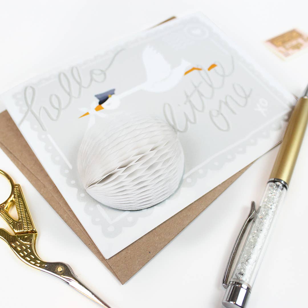 Inklings Paperie – wholesale Baby card – Pop-up Card - Stork - New Baby3