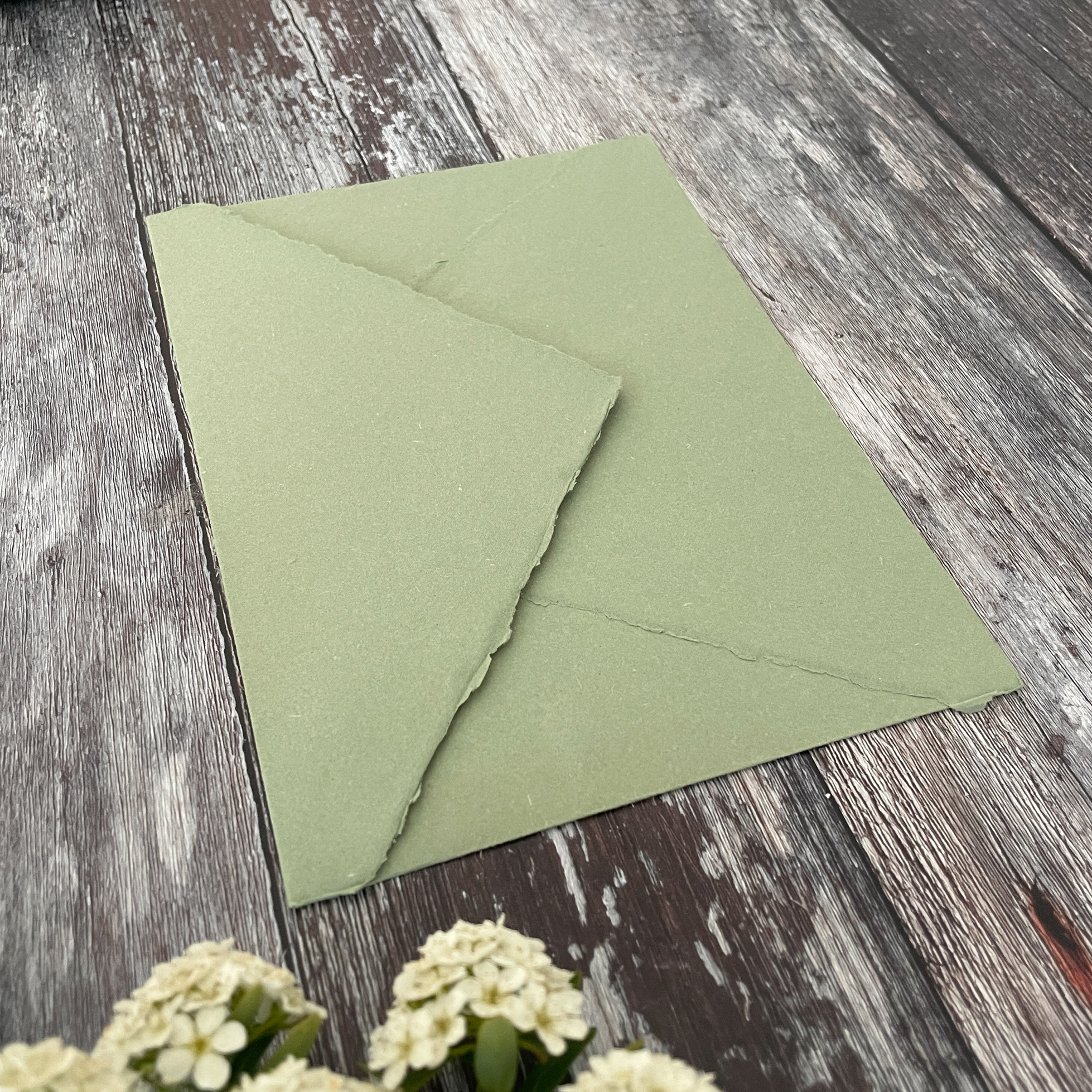 The Natural Paper Company – wholesale Envelopes – Sage Green Handmade Paper Envelope | Recycled Cotton Rag5