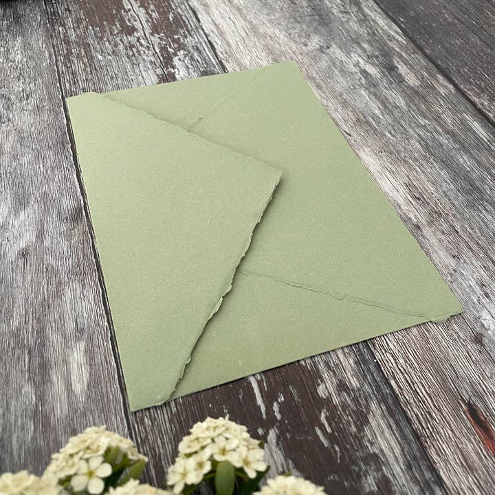 The Natural Paper Company – wholesale Envelopes – Sage Green Handmade Paper Envelope | Recycled Cotton Rag5
